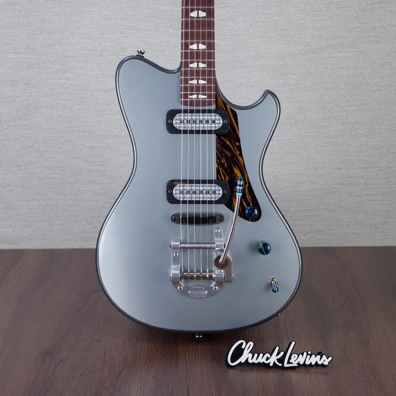 Powers Electric A-Type Electric Guitar - Two Tone Dolomite/Silver Top - #B070