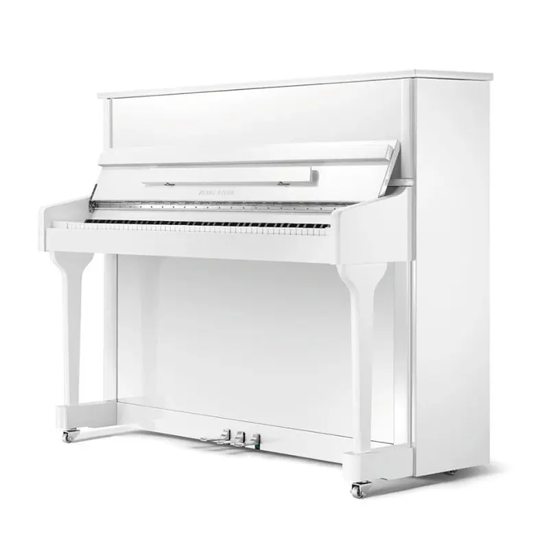 Pearl River EU118 Upright Piano with Bench - Polished White