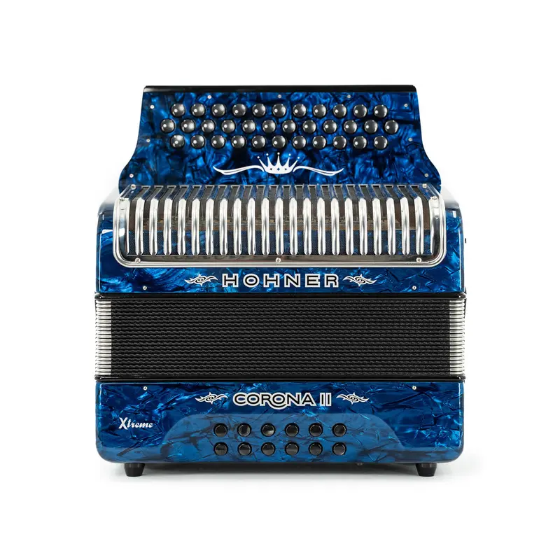 Pre-Owned Hohner Corona II Xtreme GCF Button Accordion - Dark Blue | Used
