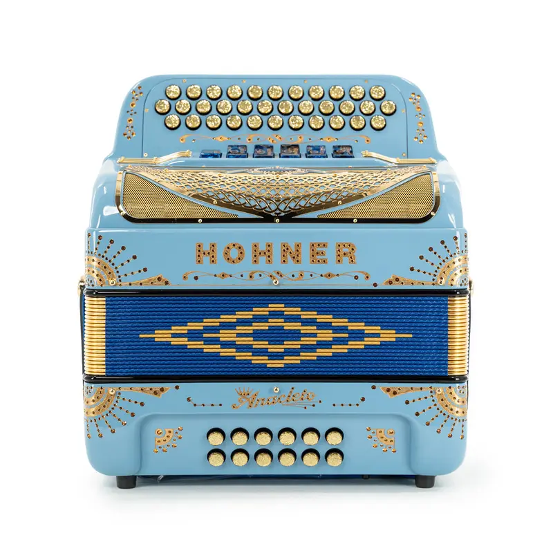 Hohner Anacleto Norteno Two Tone FBE/EAD Accordion - Pastel Sky Blue w/ Gold
