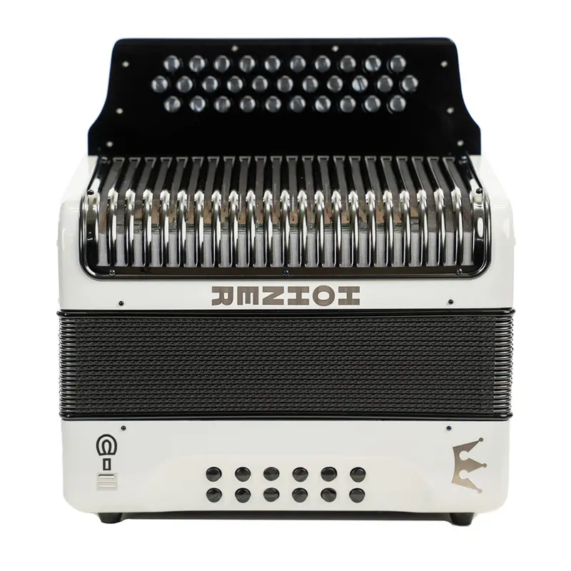 Hohner Corona C-II GCF Diatonic Accordion - White Rainbow