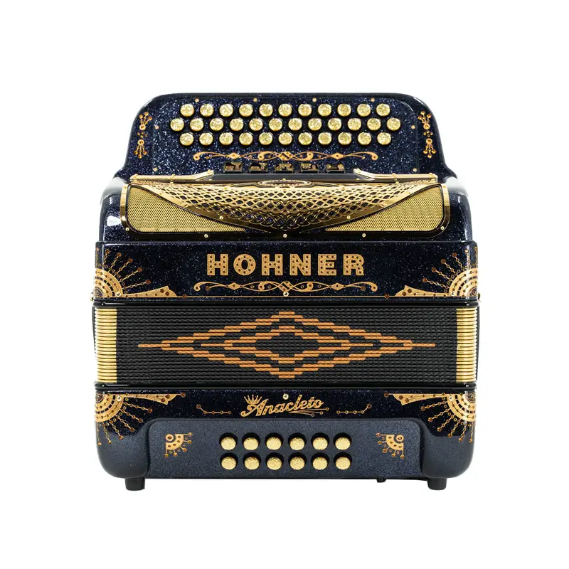 Hohner Anacleto Rey Del Norte III Compact EAD Accordion - Black Glitter w/ Gold