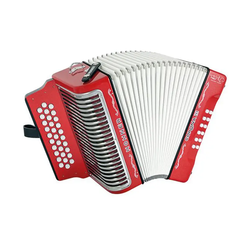 Hohner Corona III BbEbAb Emiliano Zuleta Signature Accordion, Red Glitter