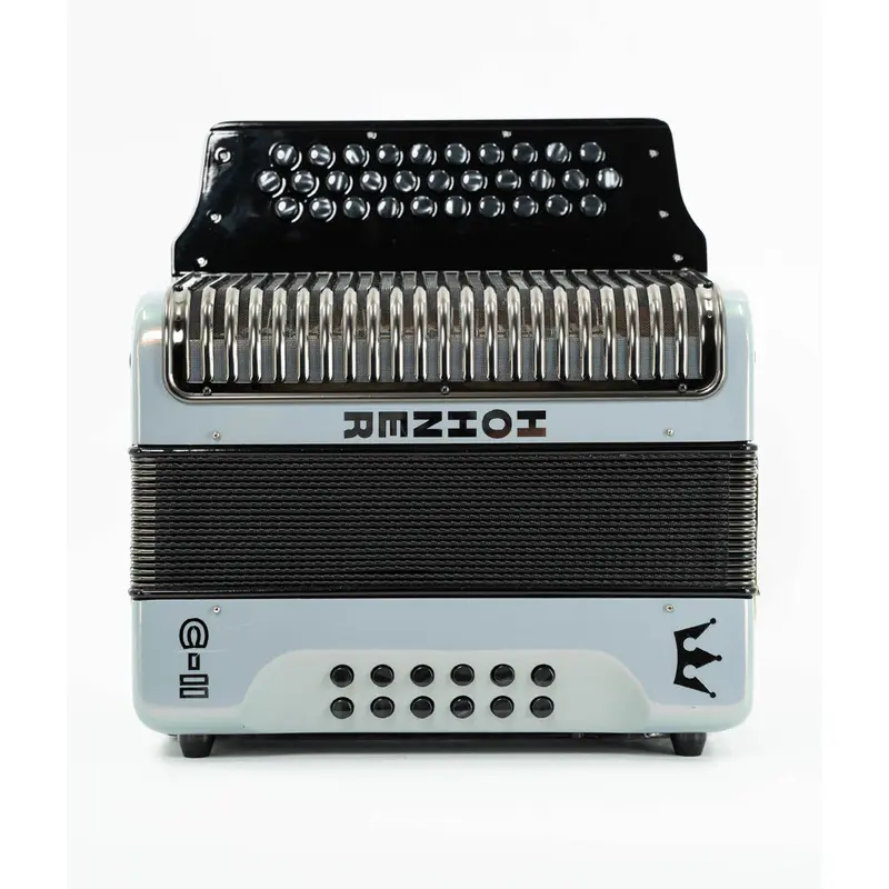 Pre-Owned Hohner Corona C-II GCF Diatonic Accordion, Silver Rainbow | Used