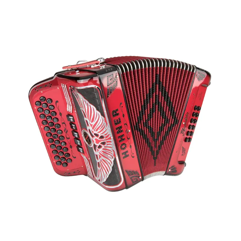 Hohner Anacleto Rey Aguila Two Tone Compact FBE/GCF Accordion - Ruby Red | New