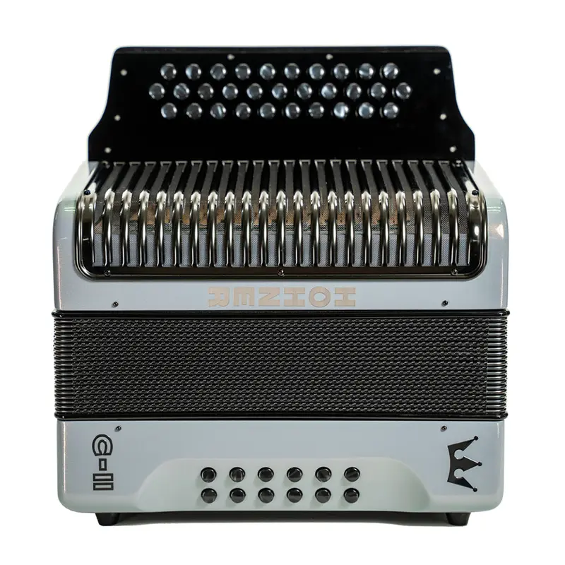 Pre-Owned Hohner Corona C-II GCF Diatonic Accordion, Silver Rainbow