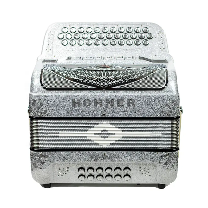 Hohner Anacleto Rey Del Norte Two Tone Compact FBE/EAD Accordion - Silver Glitter