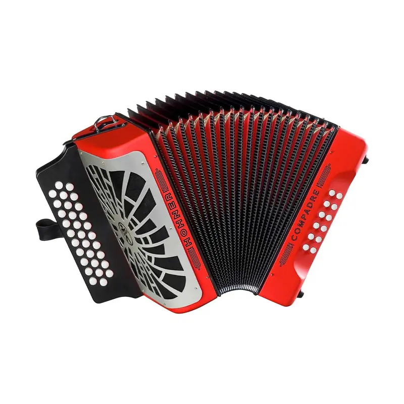 Hohner COFR Compadre FbBbEb Accordion w/ Gig Bag and Strap - Red w/ Silver Grill
