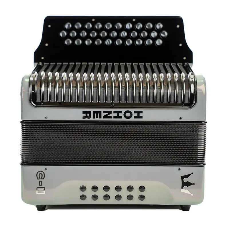 Pre-Owned Hohner Corona C-II FBE Diatonic Accordion - Silver Rainbow