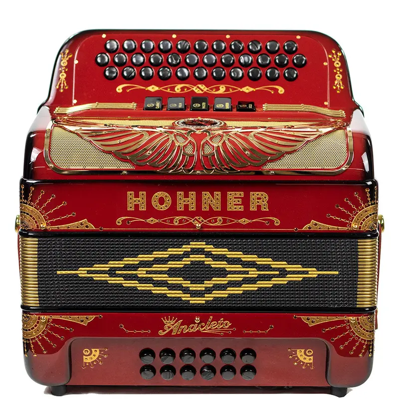Hohner Anacleto Rey Aguila FBE 5S Regular Size Accordion, Ruby Red