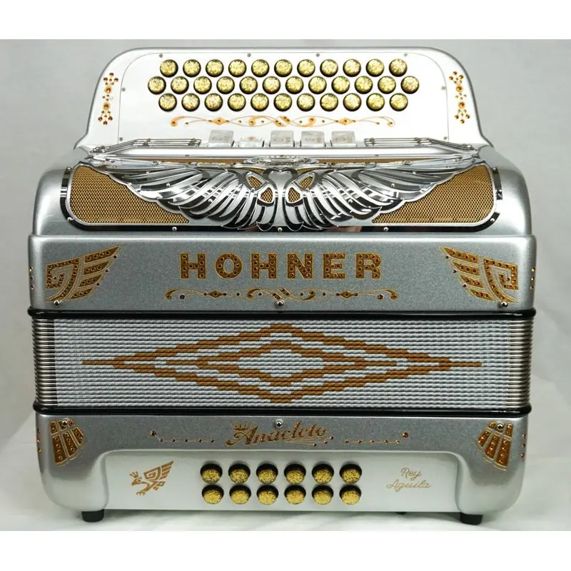 Hohner Anacleto Rey Aguila 5 Switch GCF Silver Chrome Accordion | New