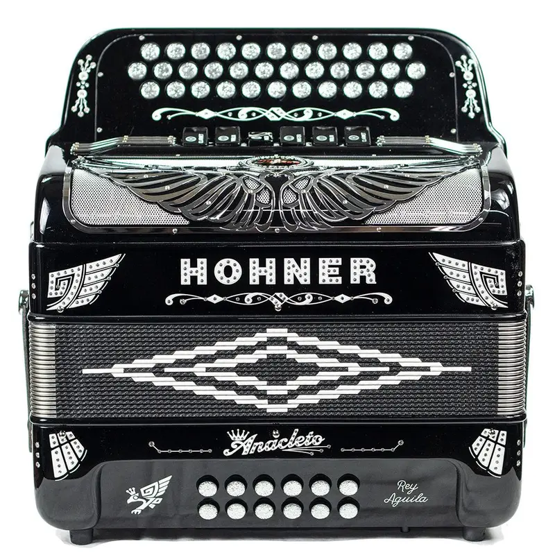 Hohner Anacleto Rey Aguila Two Tone FBE/EAD Compact Black w/Binci Reeds Accordion