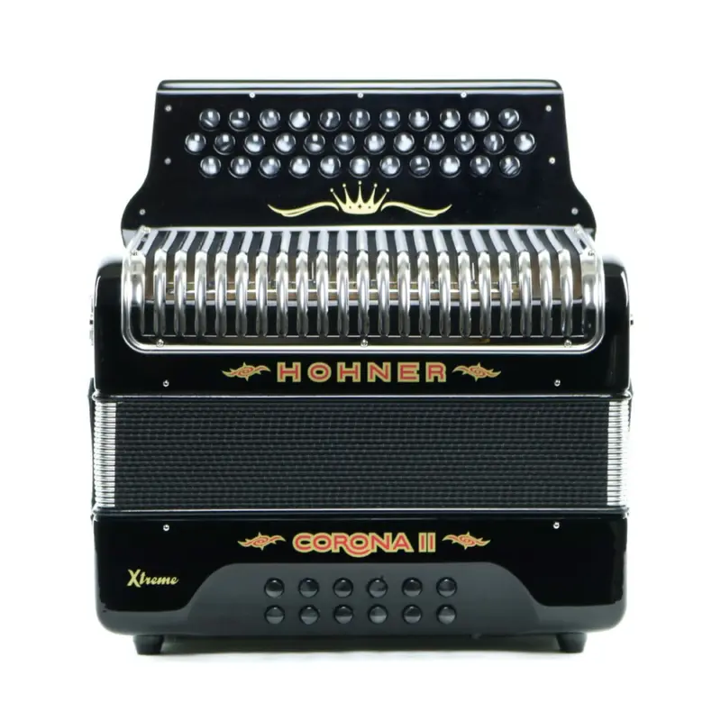 Hohner Corona II Xtreme FBbEb Button Accordion - Black