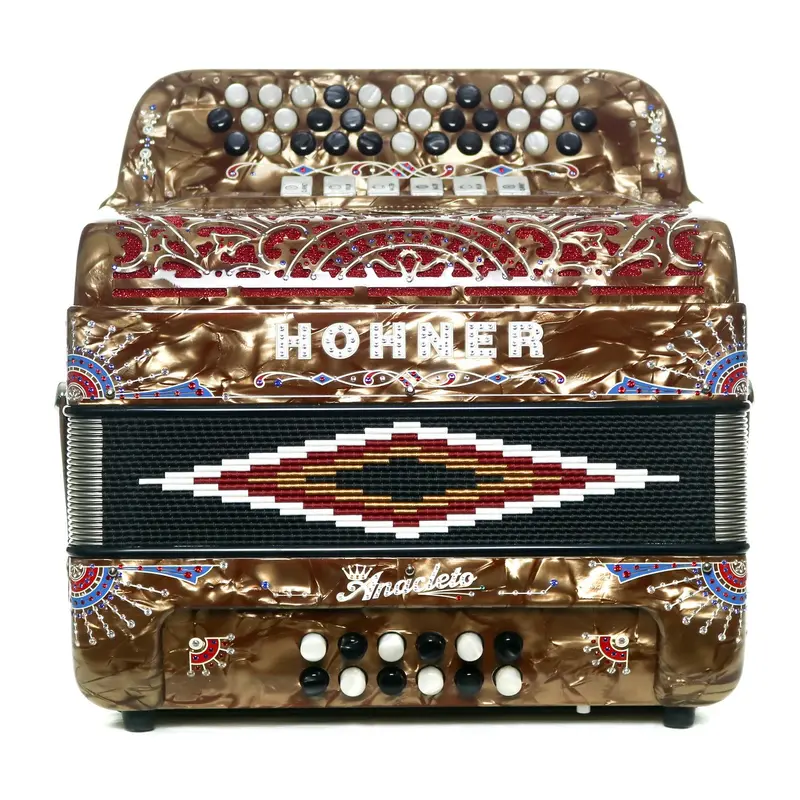 Hohner Anacleto Rey Del Norte TT FBbEb/GCF Compact Accordion Pearl Brown