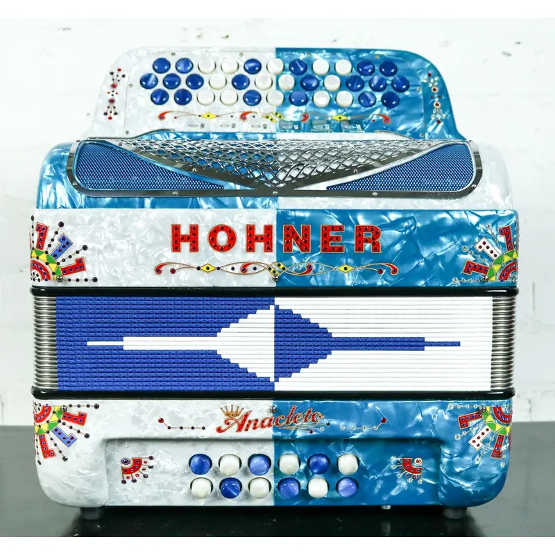 Hohner Anacleto Rey Del Norte TT G/E Accordion Compact White & Blue