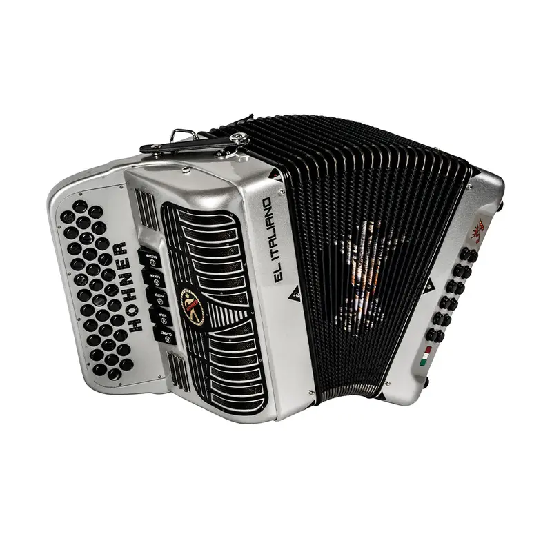 Hohner Anacleto El Italiano III 5 Switch Compact GCF Accordion, Gun Silver