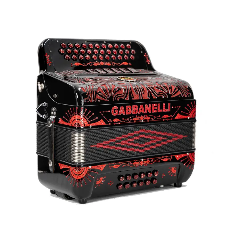 Pre-Owned Gabbanelli Two-Tone Accordion FBbEb-EAD Fa/Mi - Black/Red Sparkle | Used